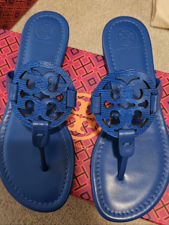 Tory Burch Shoes - Tory Burch Blue Logo Thong Sandals